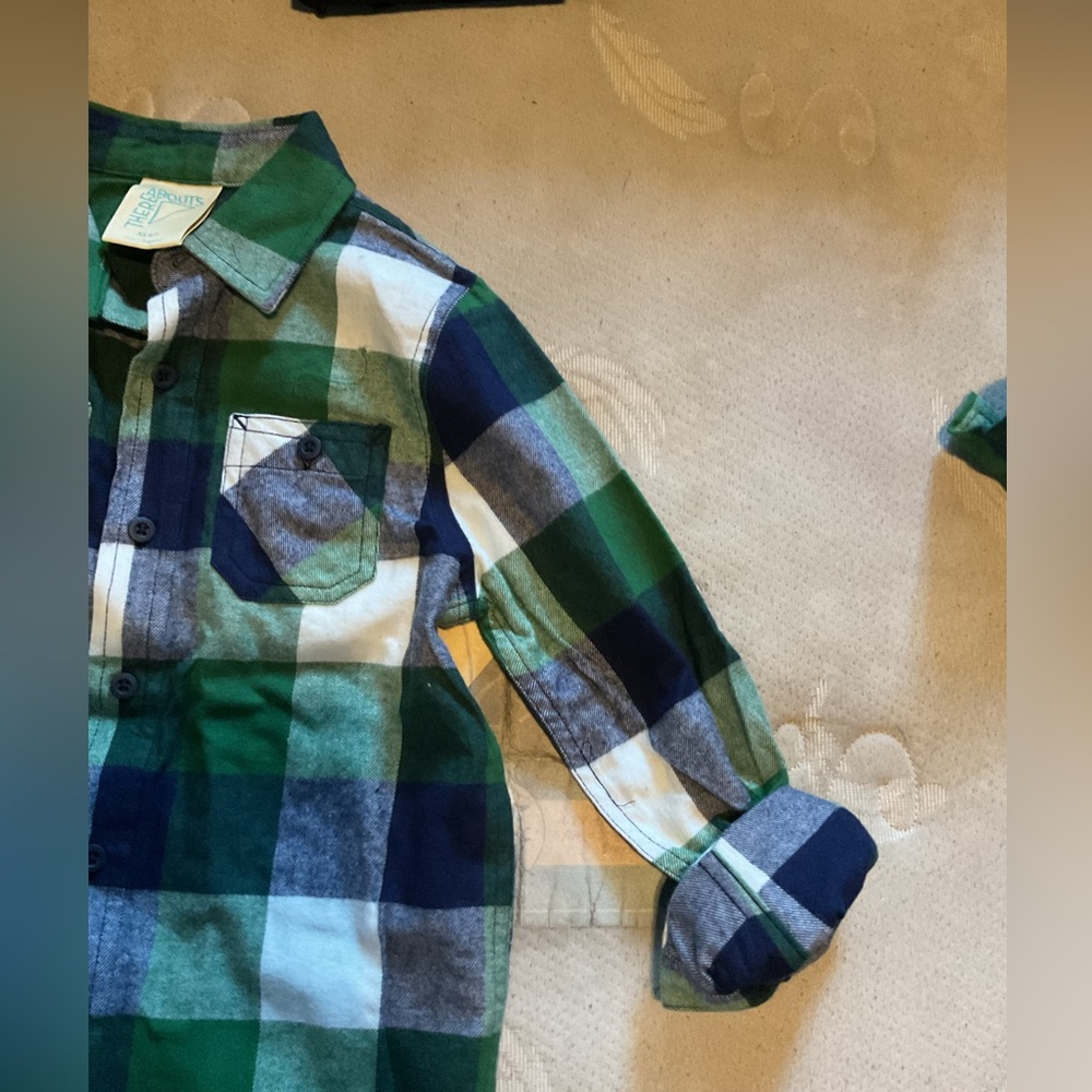 Squares Long Sleeve button shirt for Kids Size 6/7 By Thereabouts NWT - Picture 7 of 8